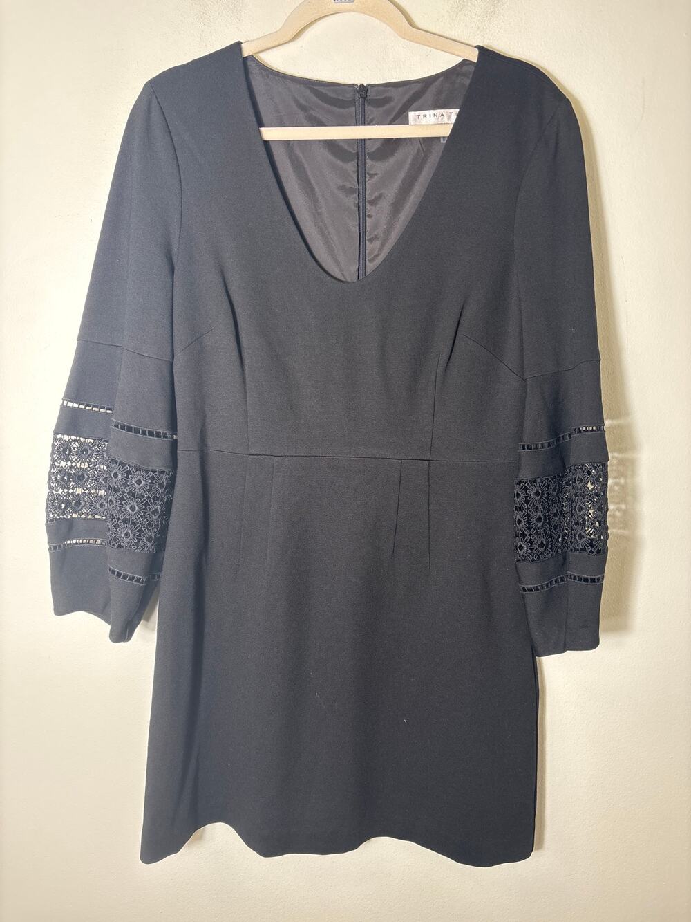 Trina Turk Black Long Sleeve Mini Dress Sz 10